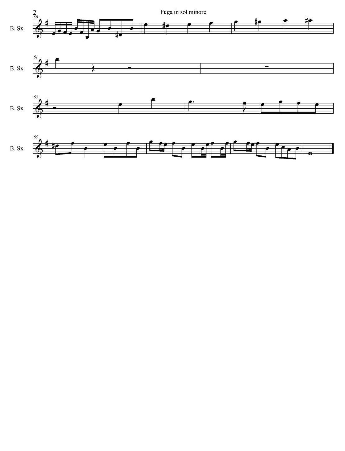 Fuga in sol minore（四重奏之上低音萨克斯分谱）萨克斯曲谱（图2）