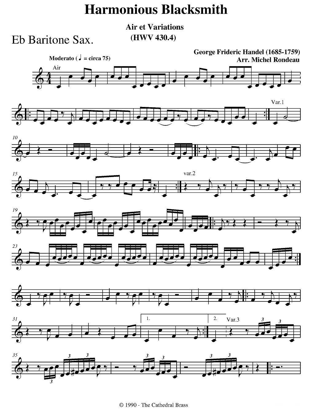 Harmonious Blacksmith（快乐的铁匠）（四重奏分谱）萨克斯曲谱（图5）