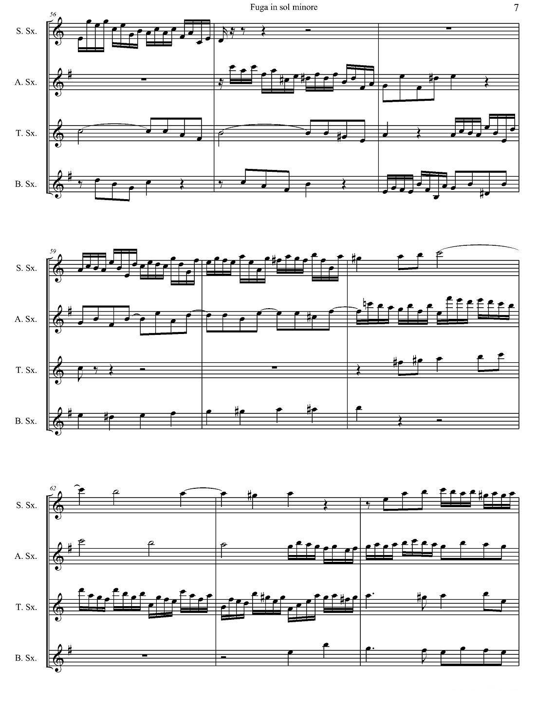 Fuga in sol minore （四重奏）萨克斯曲谱（图7）