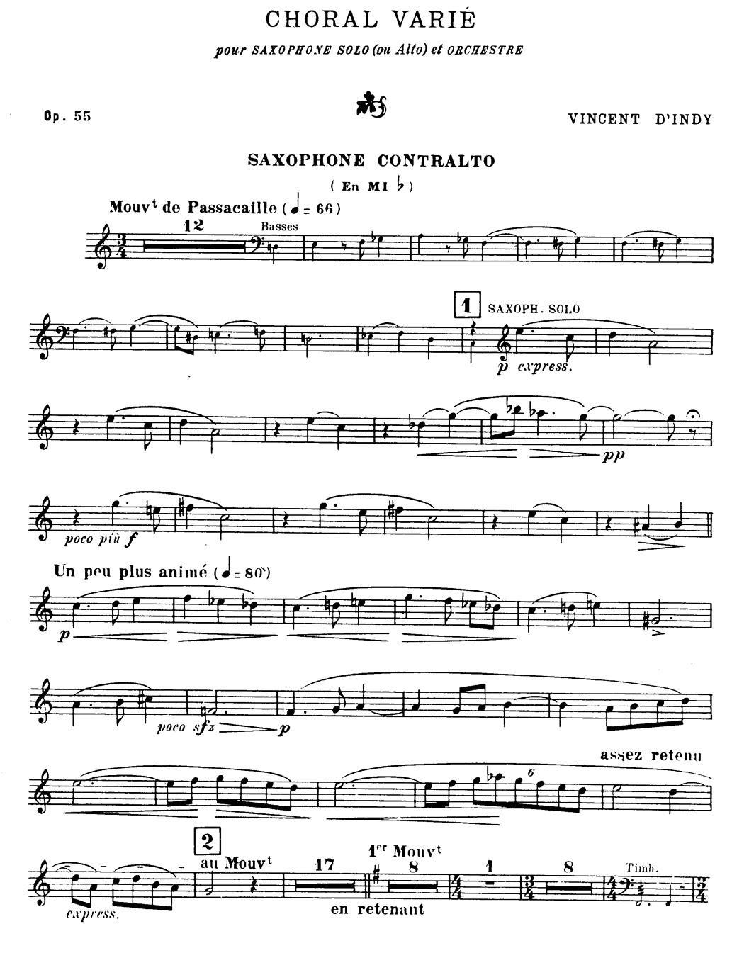 Choral vari Op.55萨克斯曲谱（图1）