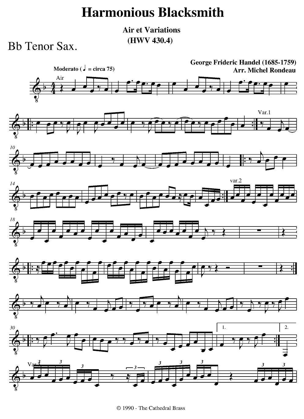 Harmonious Blacksmith（快乐的铁匠）（四重奏分谱）萨克斯曲谱（图7）