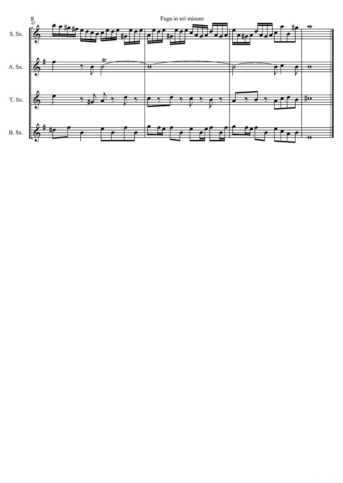 Fuga in sol minore （四重奏）萨克斯曲谱（图8）