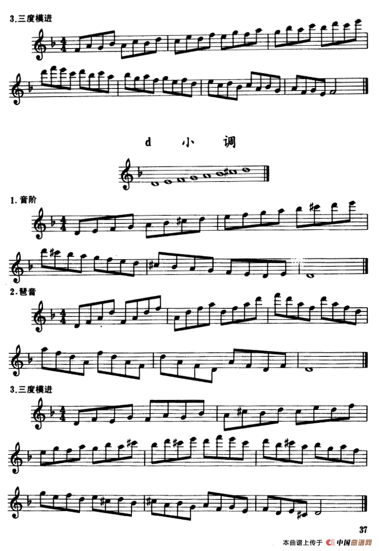 F大调、d小调及3首练习曲萨克斯曲谱（图2）