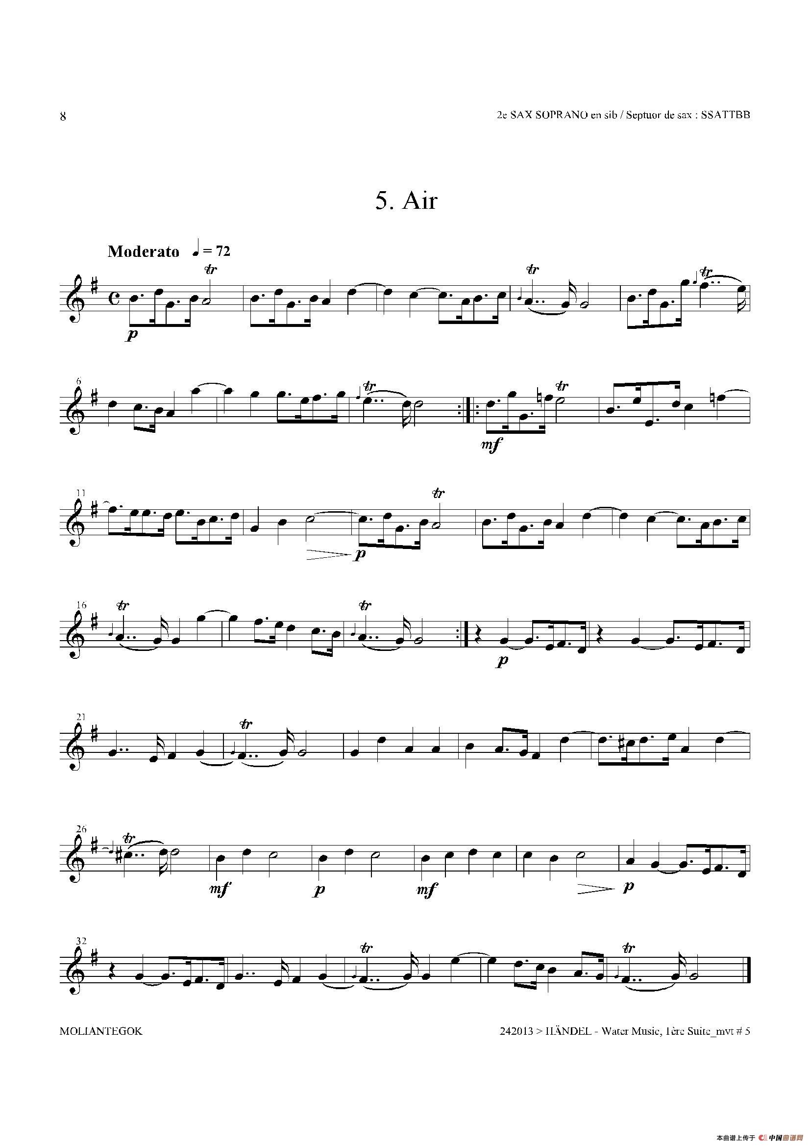 Water Music（HWV.348 No.1）（第二高音萨克斯）萨克斯曲谱（图7）
