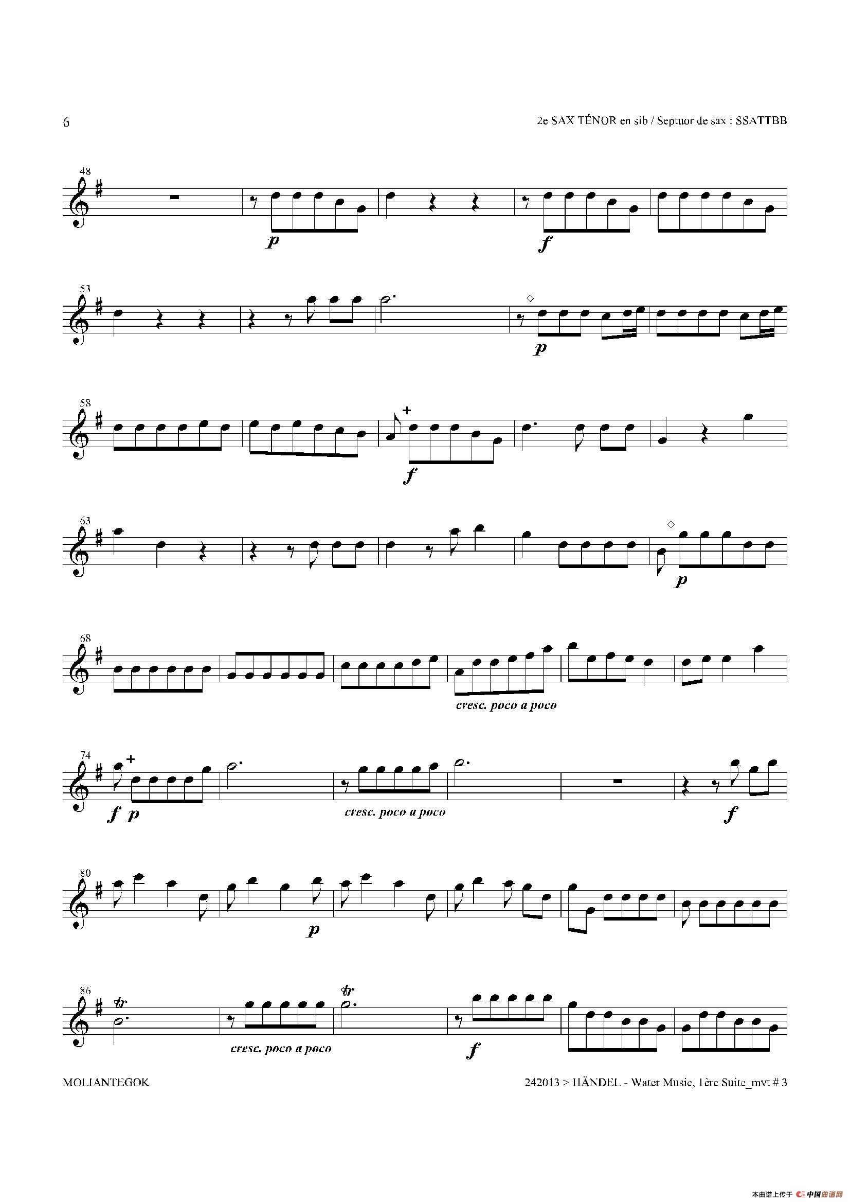 Water Music（HWV.348 No.1）（第二次中音萨克斯）萨克斯曲谱（图5）