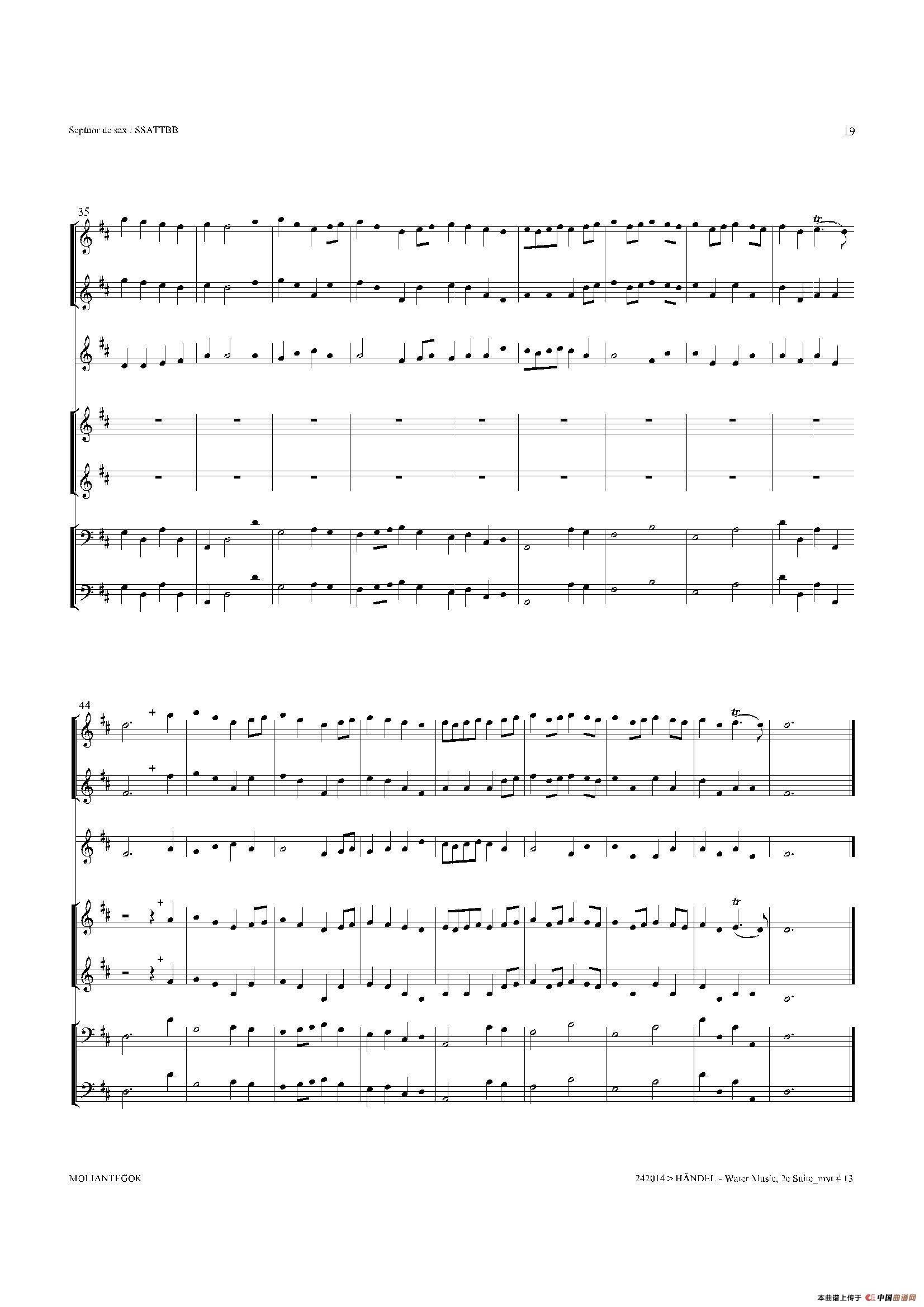 Water Music（HWV.349 No.2）（萨克斯合奏总谱）萨克斯曲谱（图18）