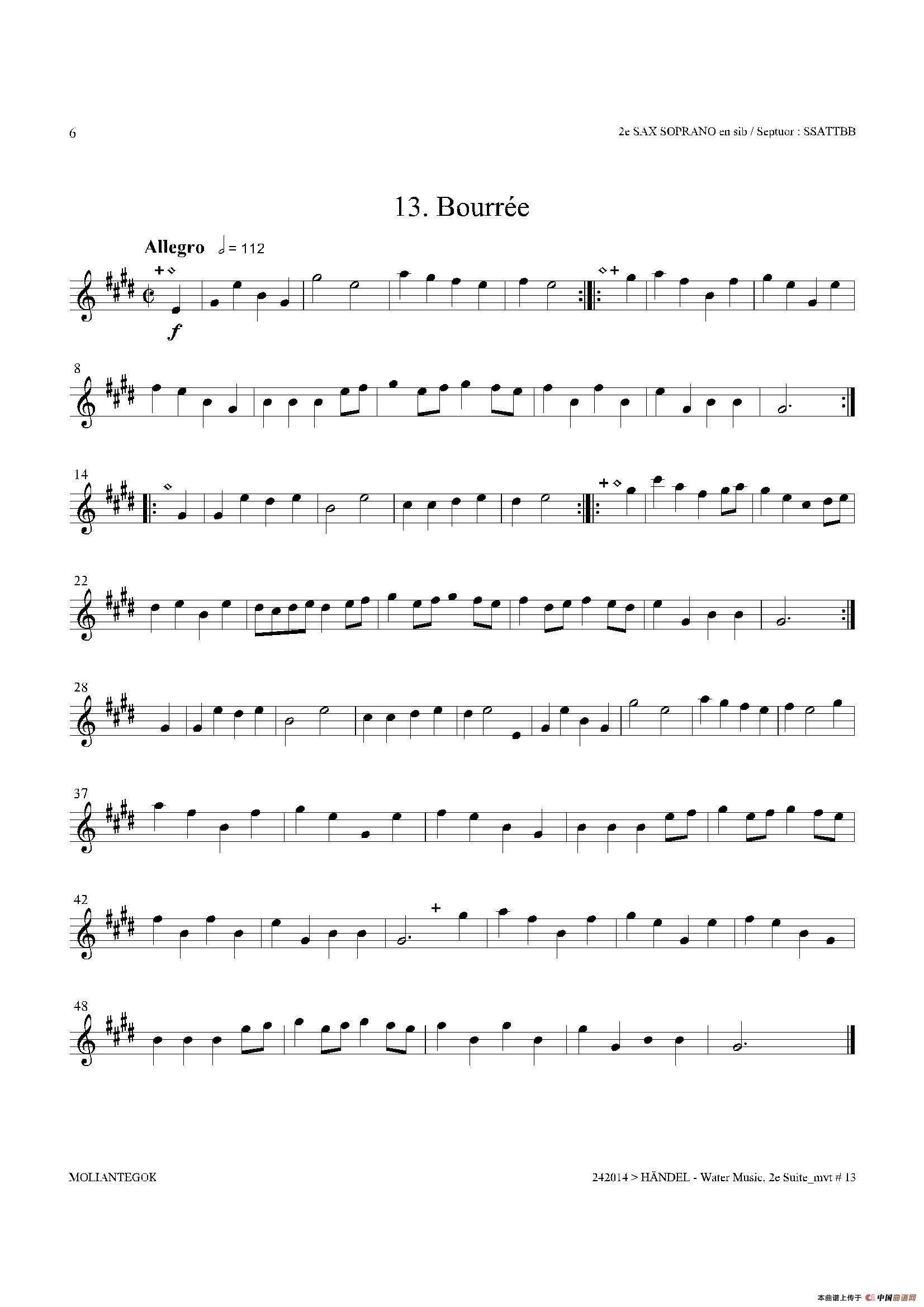 Water Music（HWV.349 No.2）（第二高音萨克斯）萨克斯曲谱（图6）