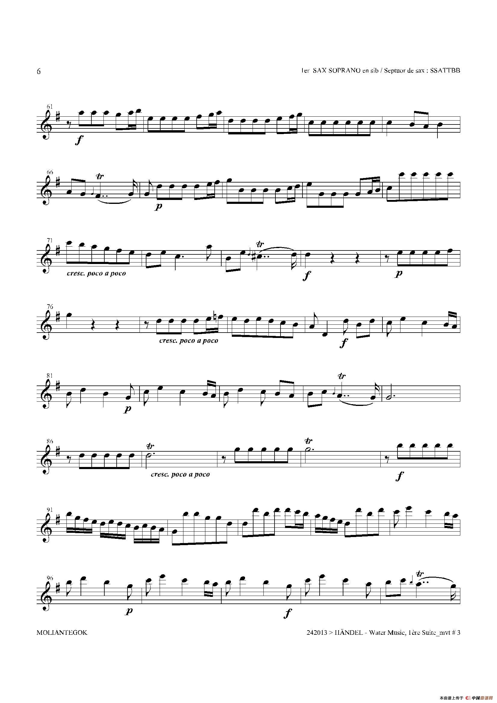 Water Music（HWV.348 No.1）（第一高音萨克斯）萨克斯曲谱（图5）