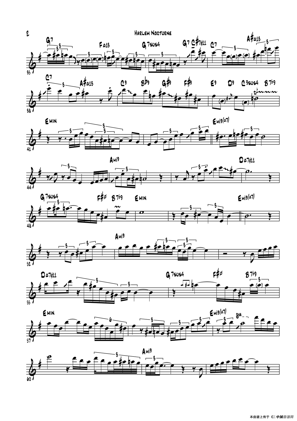 Harlem Nocturne（中音萨克斯）萨克斯曲谱（图2）