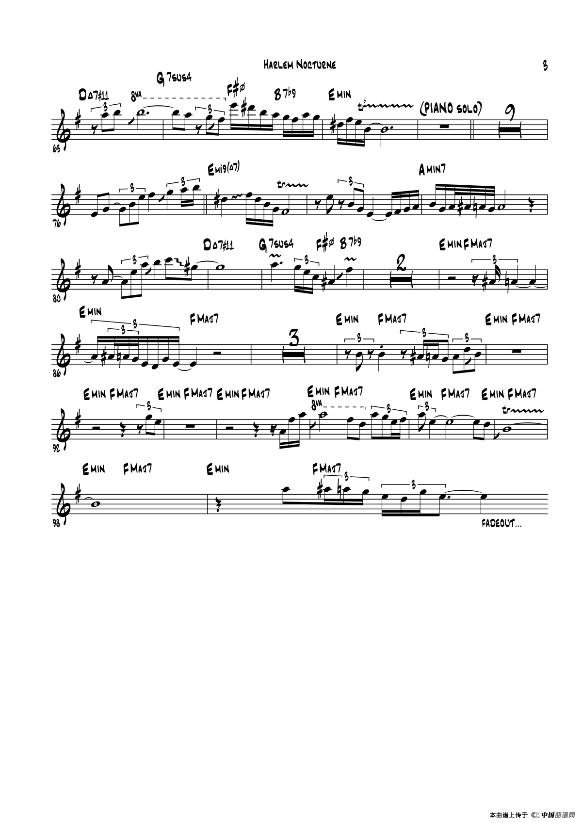 Harlem Nocturne（中音萨克斯）萨克斯曲谱（图3）