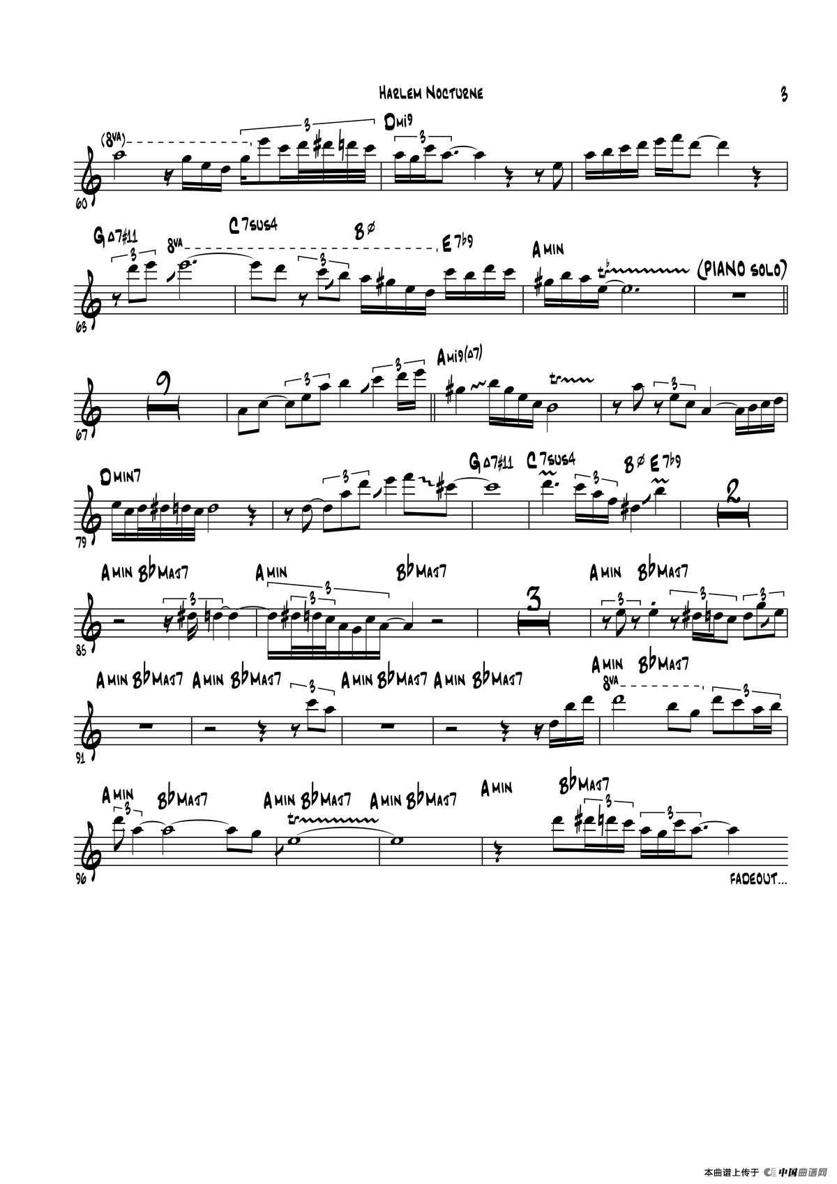 Harlem Nocturne（次中音萨克斯）萨克斯曲谱（图3）