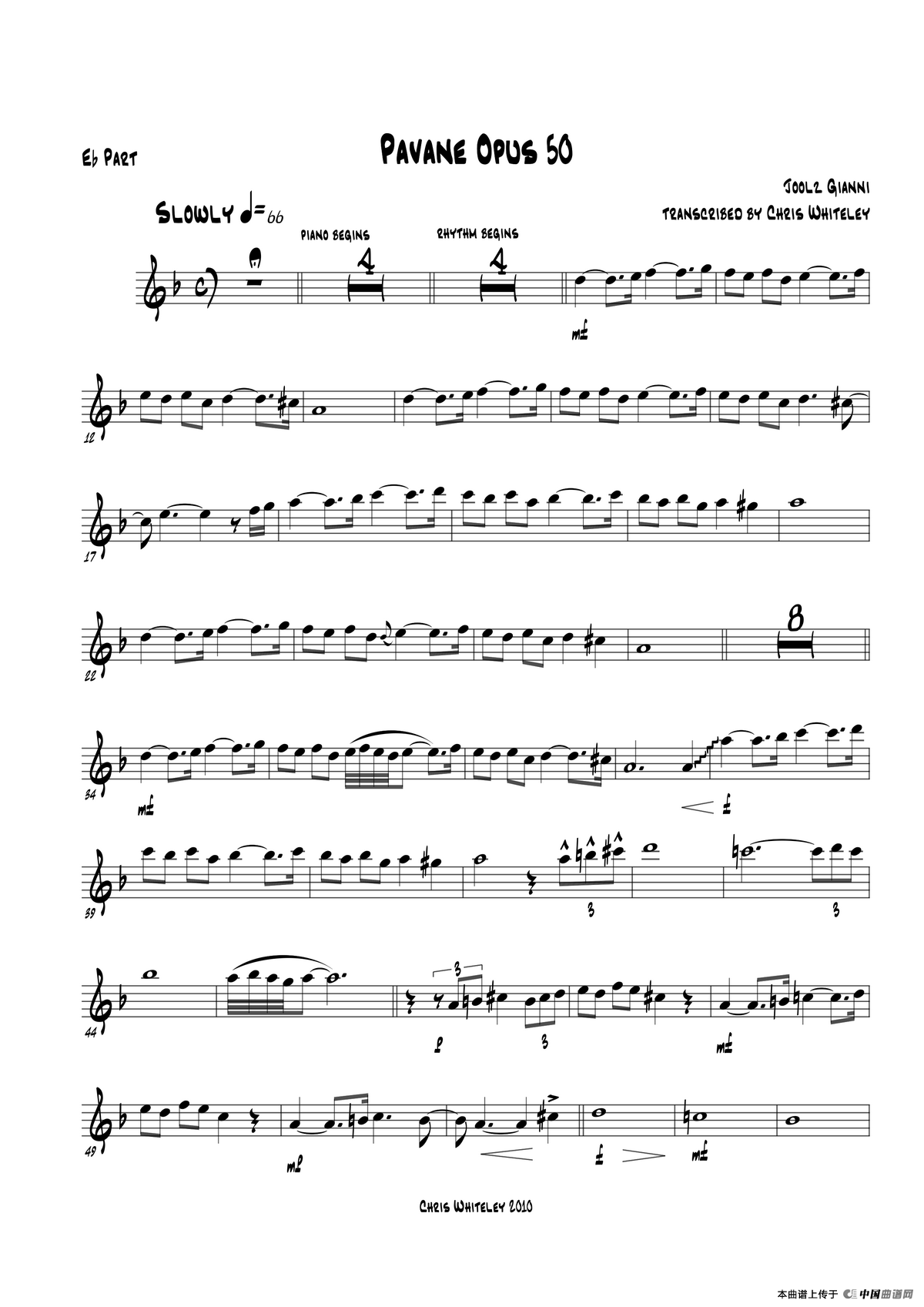Pavane Opus 50（bE Part）萨克斯曲谱（图1）