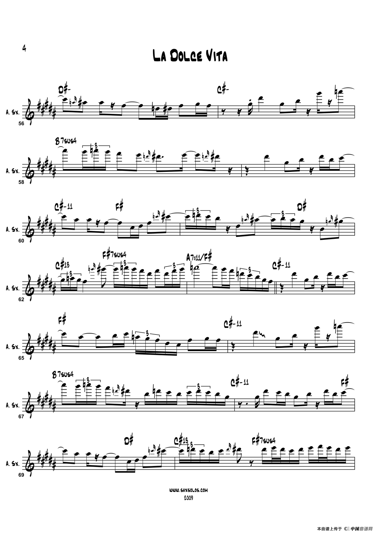 La Dolce Vita（中音萨克斯）萨克斯曲谱（图4）