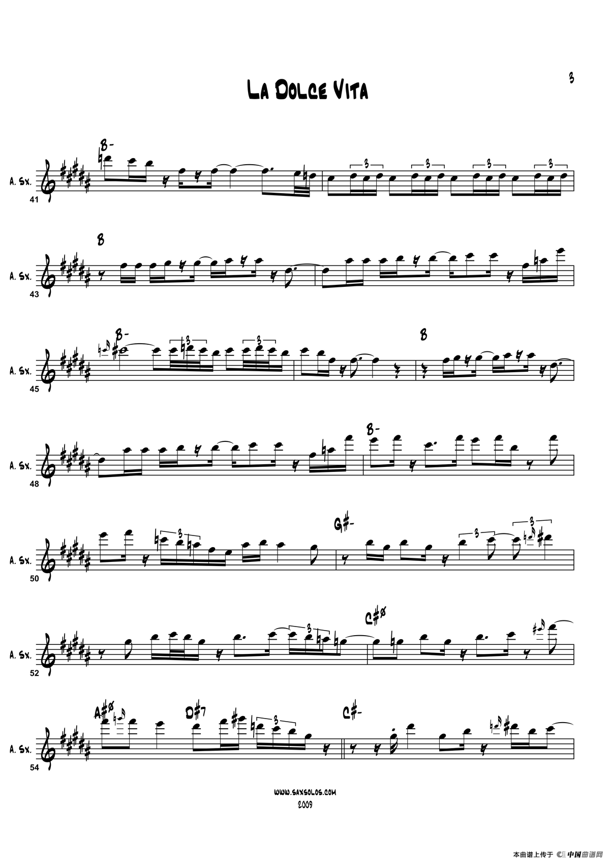 La Dolce Vita（中音萨克斯）萨克斯曲谱（图3）