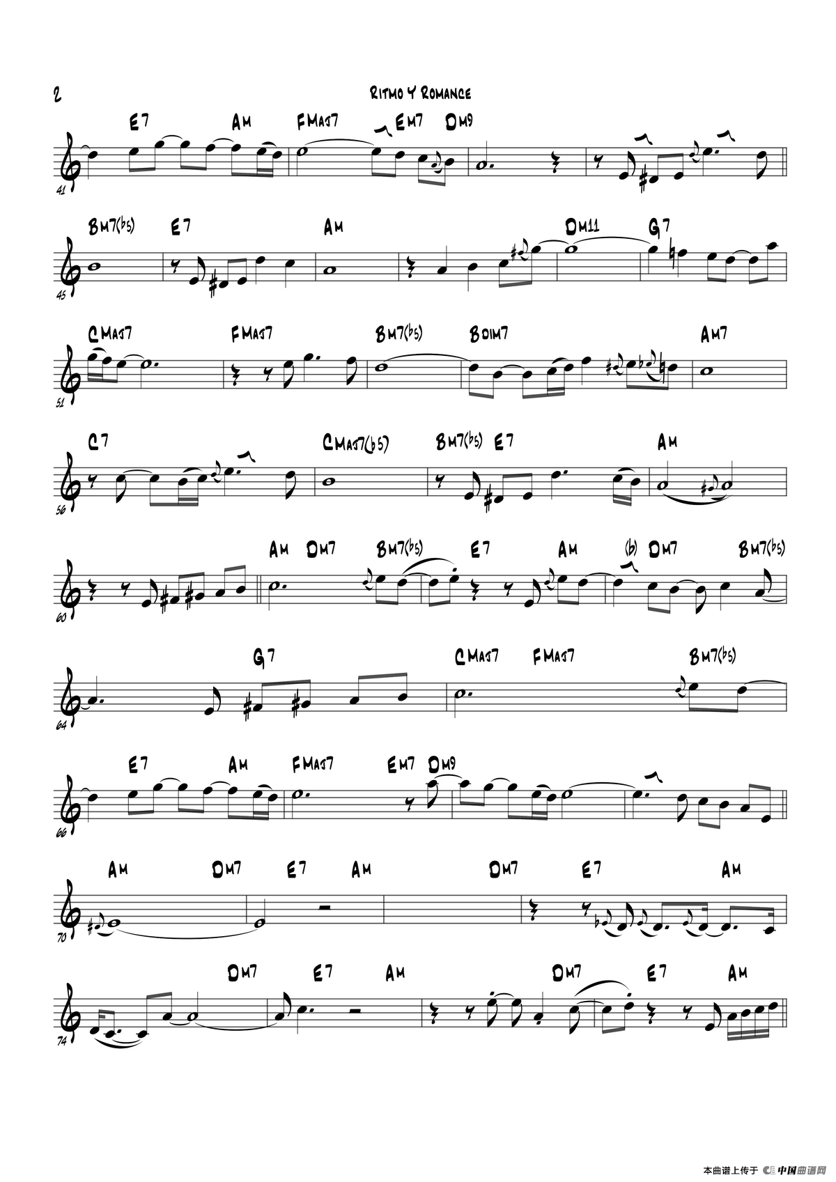 Ritmo Y Romanc（Bb Part）萨克斯曲谱（图2）
