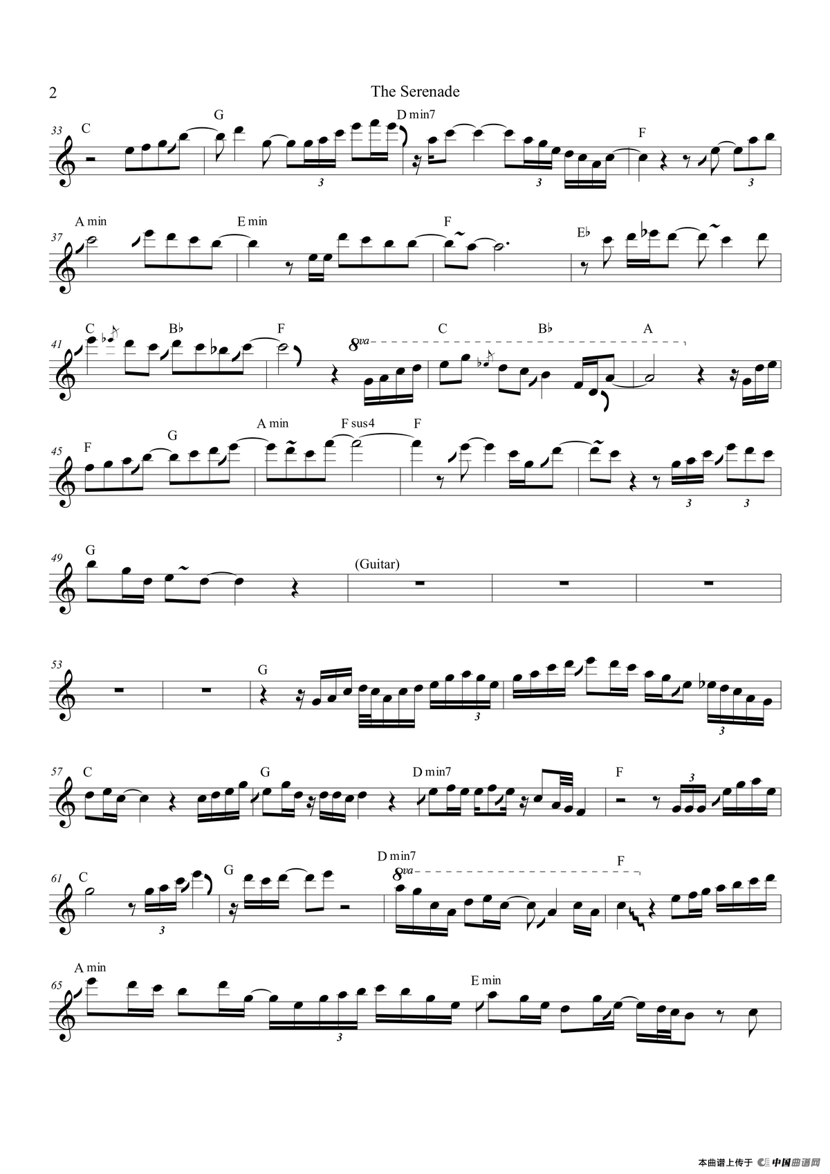 The Serenade（次中音萨克斯）萨克斯曲谱（图2）