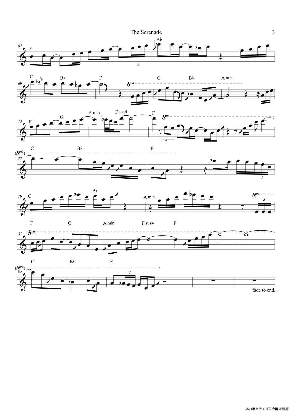 The Serenade（次中音萨克斯）萨克斯曲谱（图3）