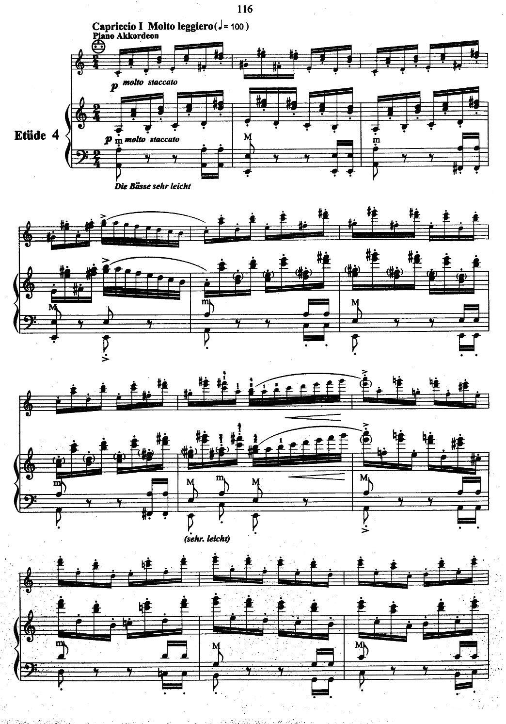 帕格尼尼主题音乐会练习曲（1—5）手风琴曲谱（图5）