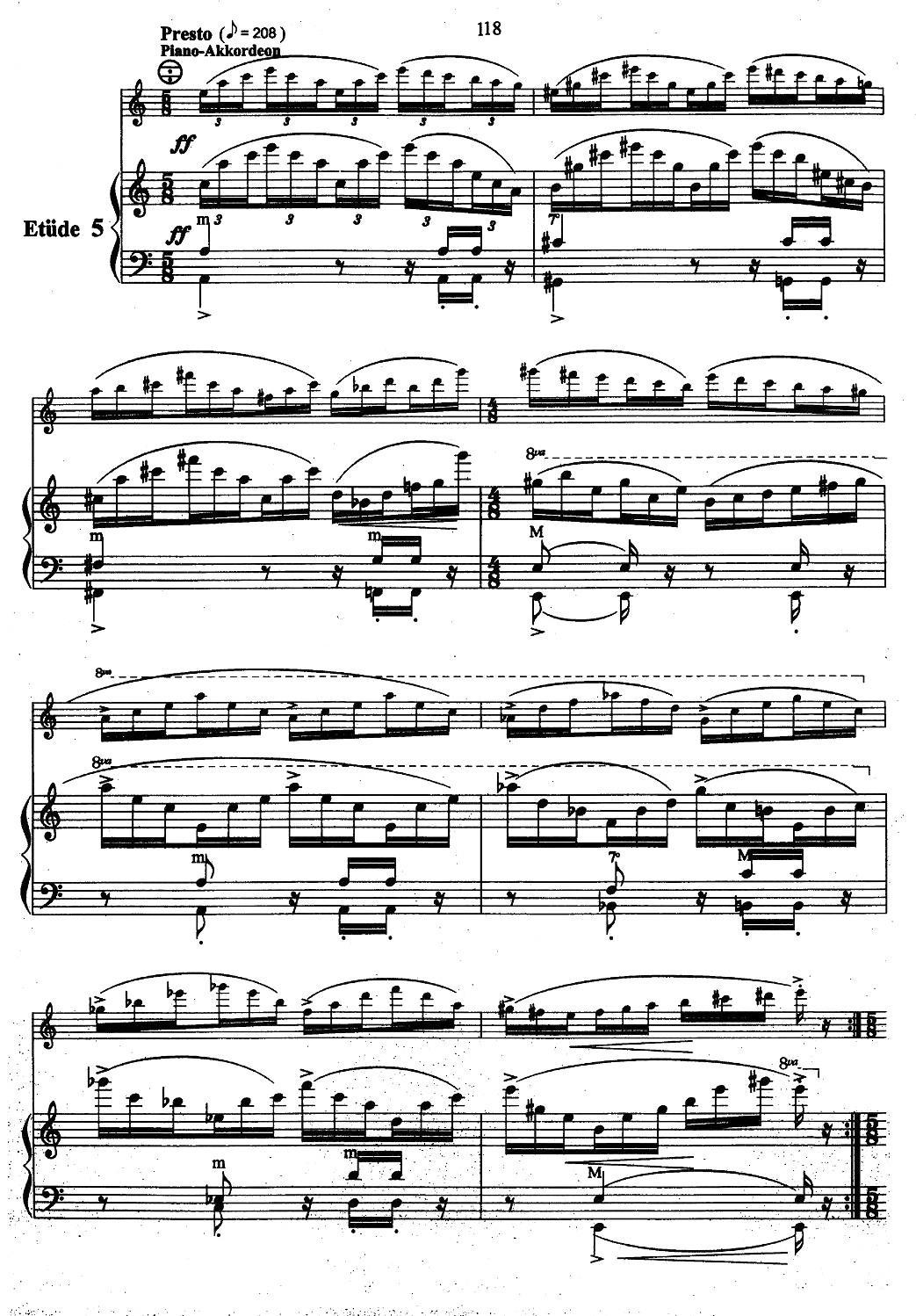 帕格尼尼主题音乐会练习曲（1—5）手风琴曲谱（图7）