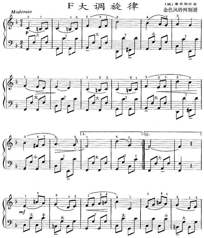 F大调旋律手风琴曲谱（图1）