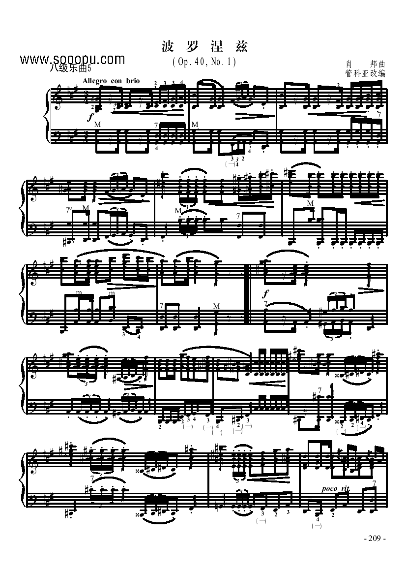 八级乐曲《波罗涅兹》 键盘类 手风琴手风琴曲谱（图1）