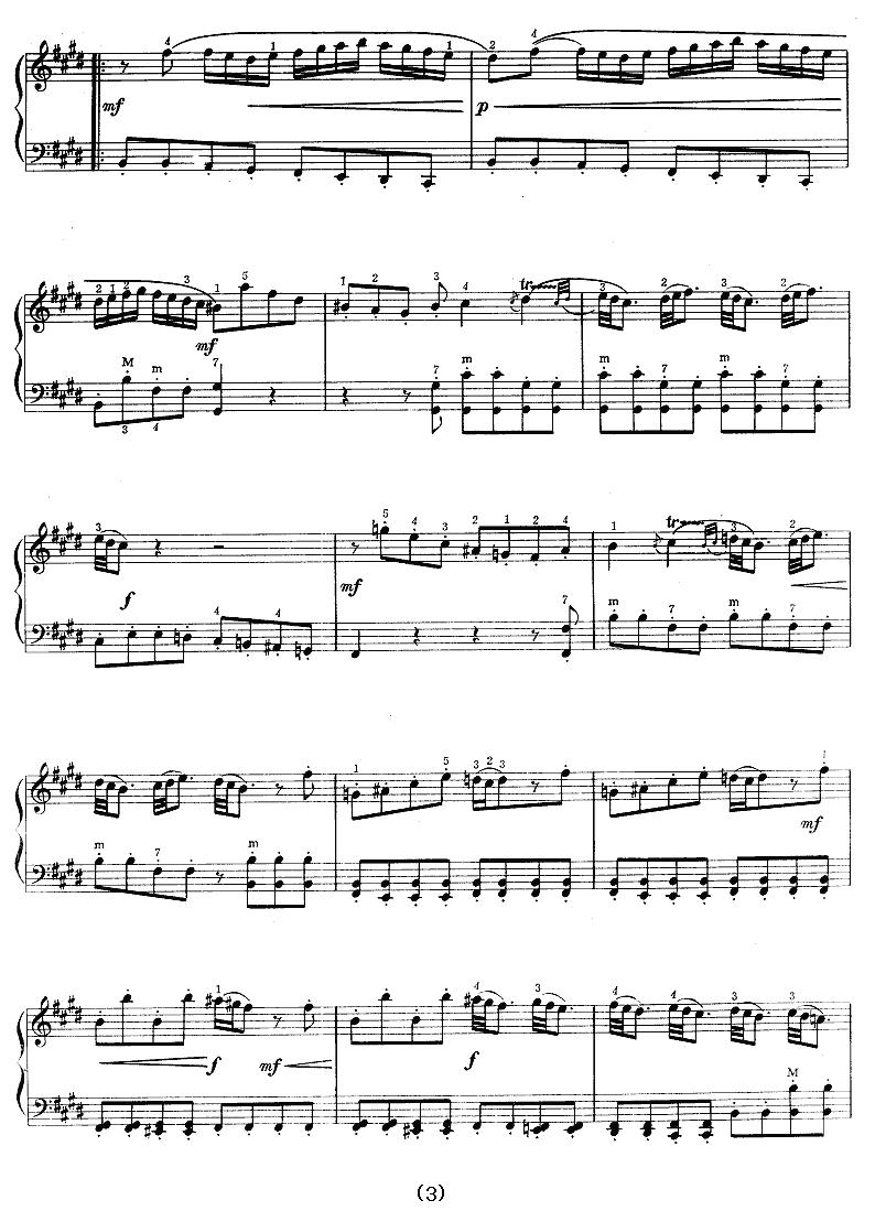 E大调奏鸣曲手风琴曲谱（图3）