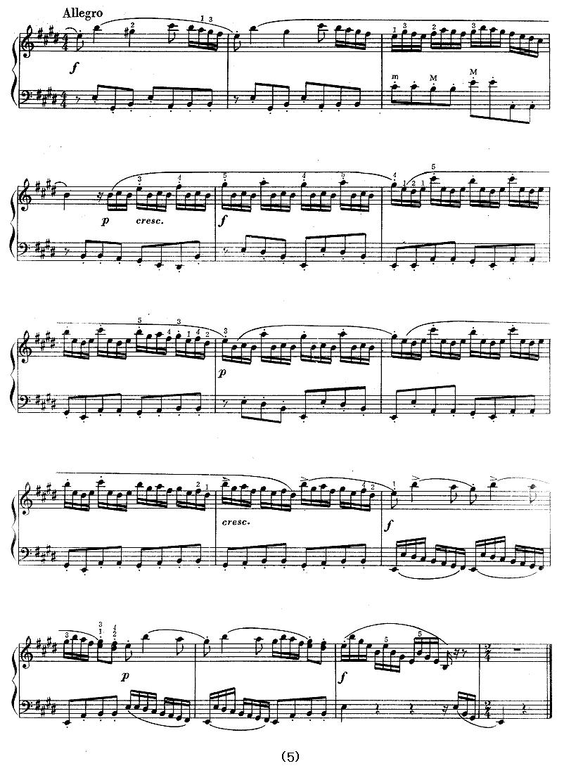 E大调奏鸣曲手风琴曲谱（图5）