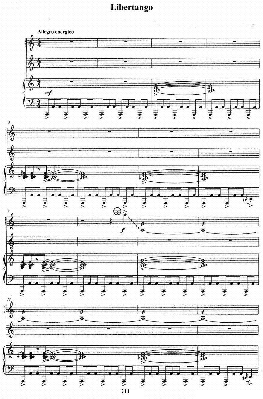 Libertango（自由探戈）（手风琴、小提琴、钢琴三重奏）手风琴曲谱（图1）
