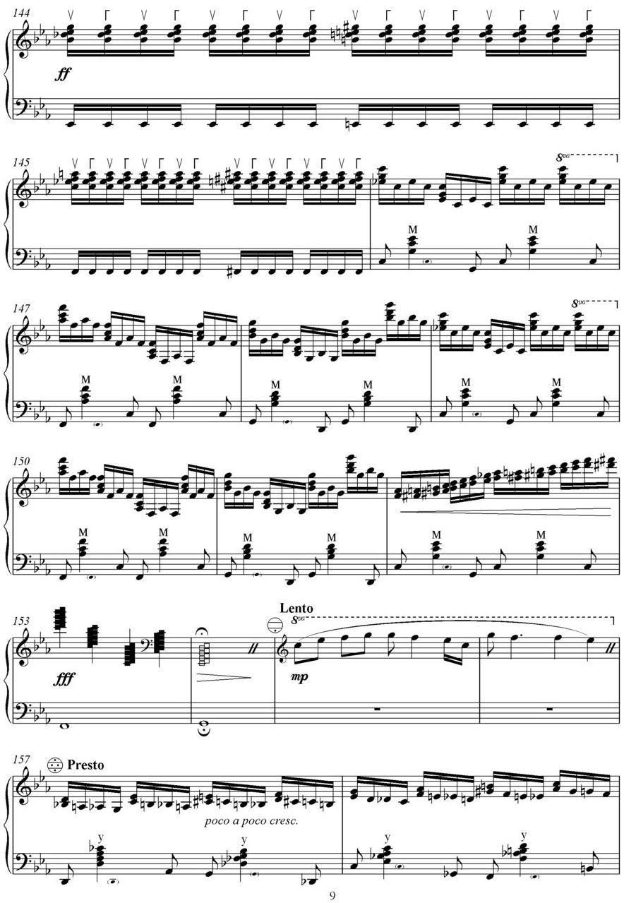 随想曲（云南民歌《小河淌水》主题随想）手风琴曲谱（图9）