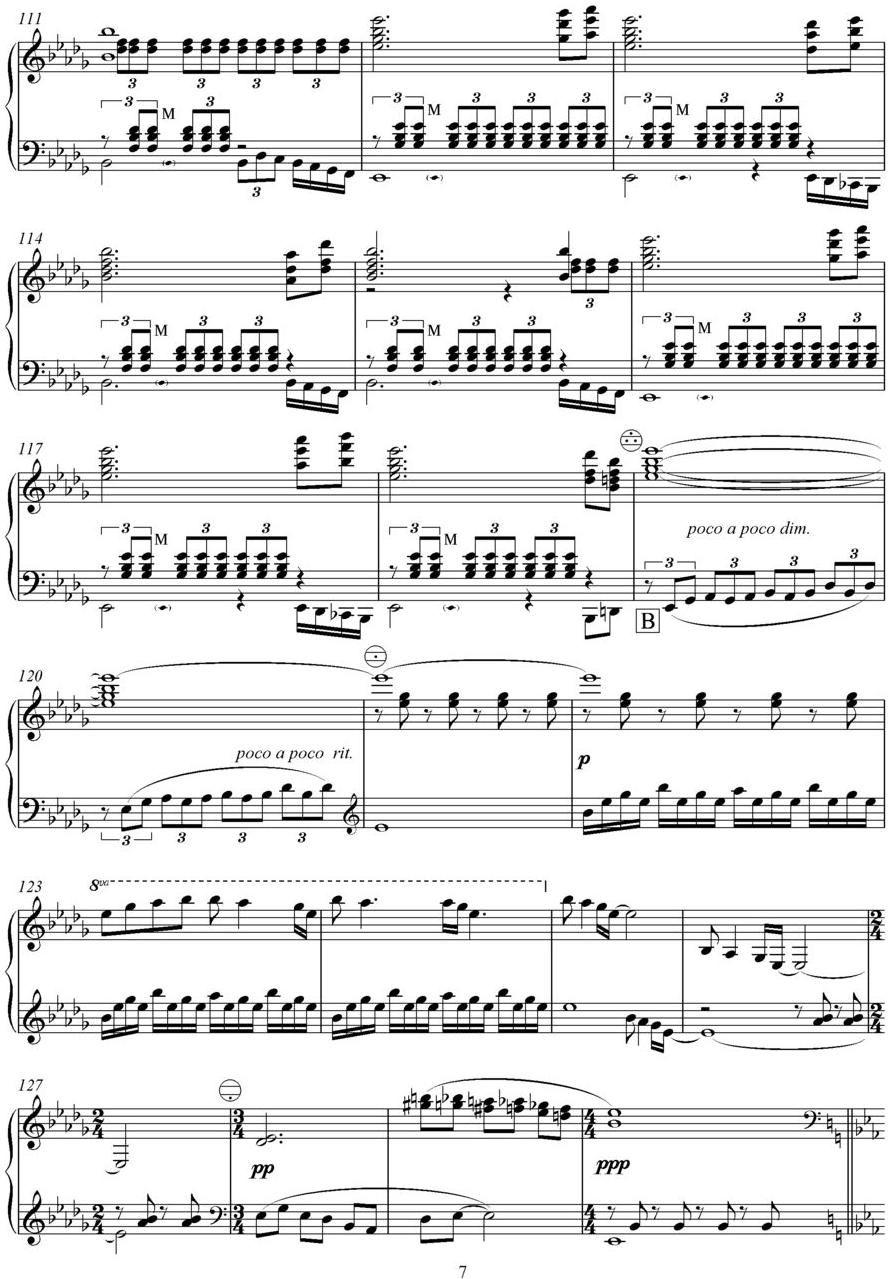 随想曲（云南民歌《小河淌水》主题随想）手风琴曲谱（图7）