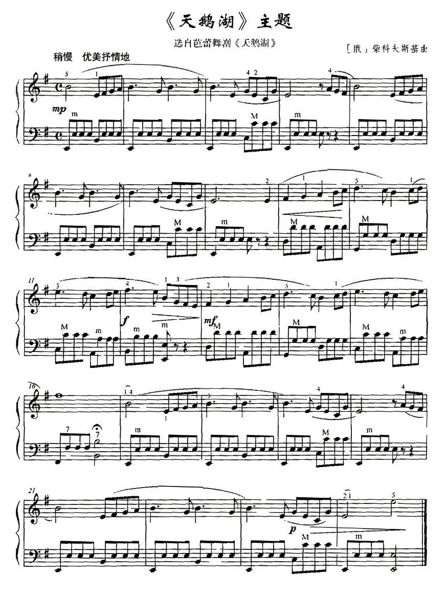 《天鹅湖》主题手风琴曲谱（图1）