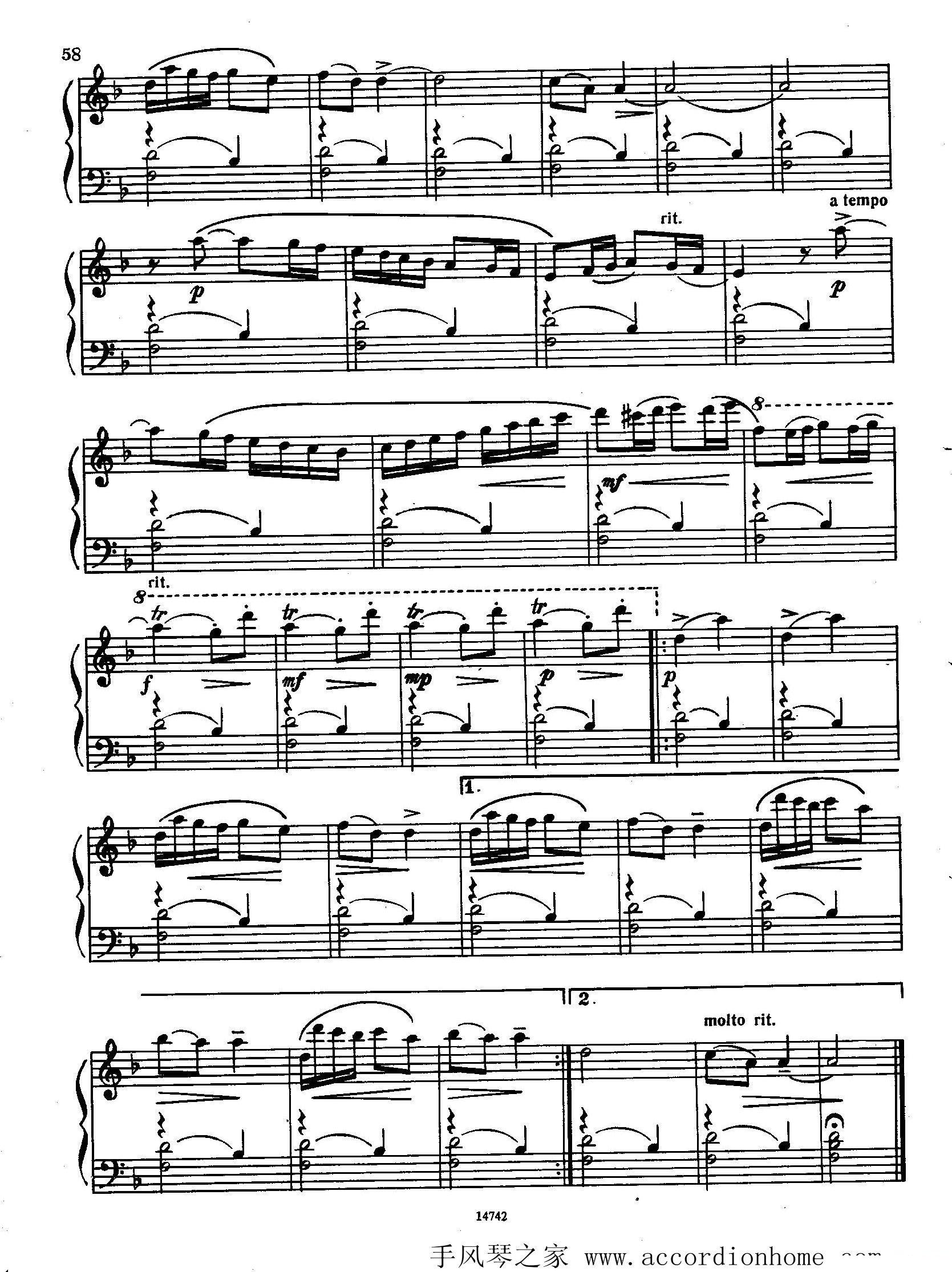 佐罗塔耶夫-六首儿童组曲之五手风琴曲谱（图4）
