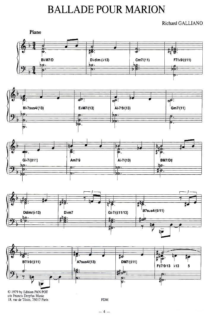 BALLADE FOUR MARION手风琴曲谱（图1）