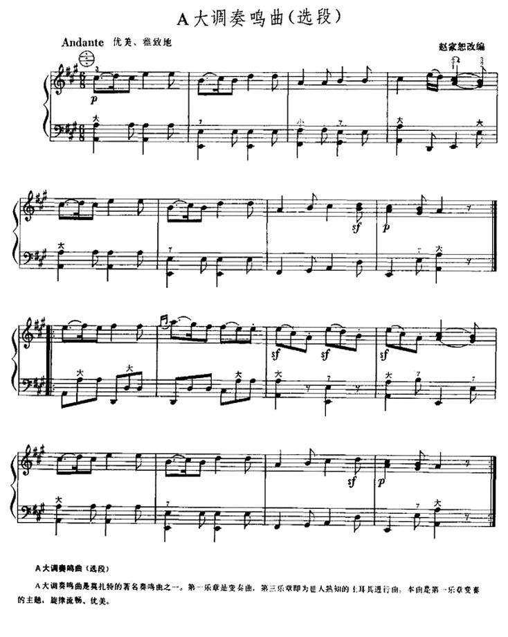 A大调奏鸣曲（选段）手风琴曲谱（图1）