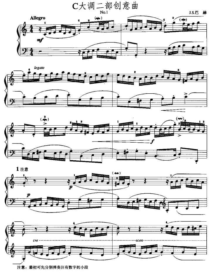 C大调二部创意手风琴曲谱（图1）