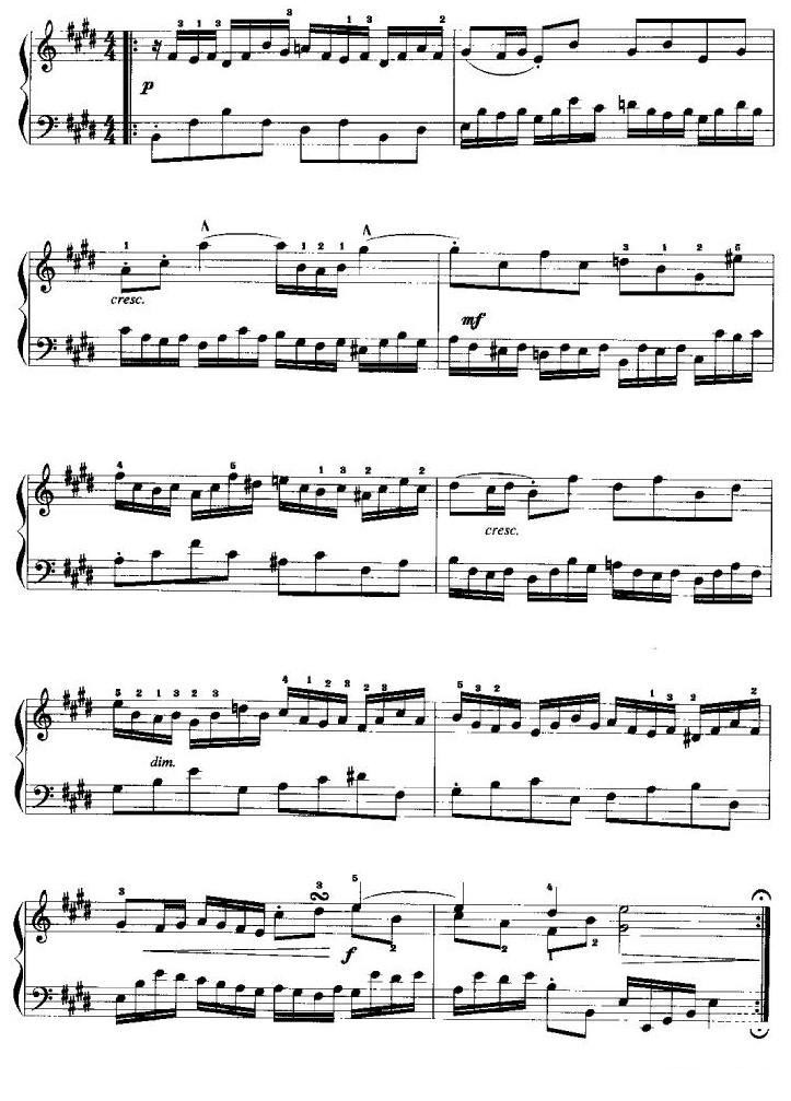 E大调小前奏曲手风琴曲谱（图2）