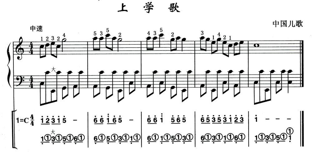 上学歌（线简谱混排版）手风琴曲谱（图1）