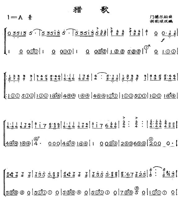 猎歌1手风琴曲谱（图1）