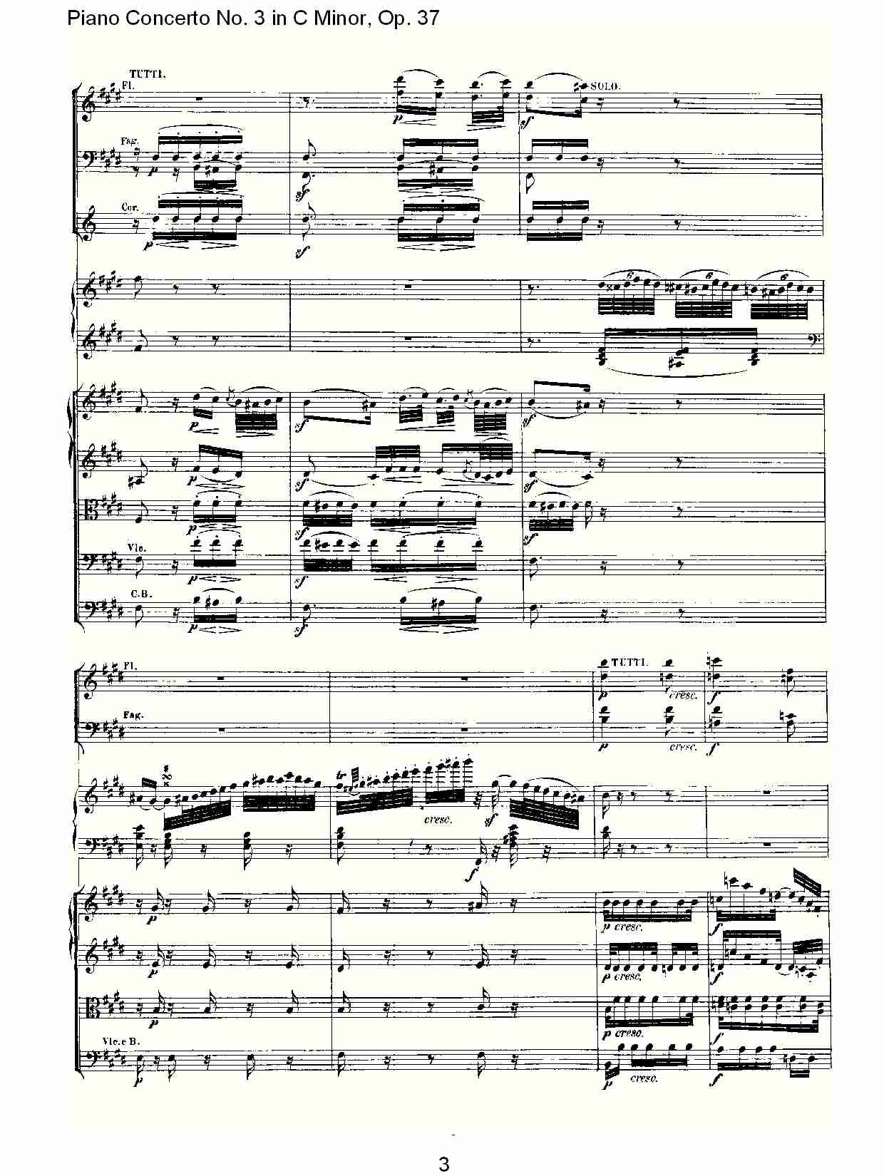 Ｃ大调钢琴第三协奏曲 Op.37 第二乐章总谱（图3）