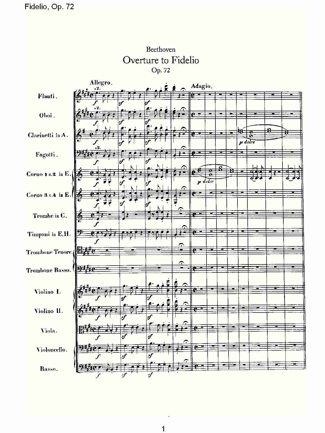 Fidelio, Op. 72 （一）总谱（图1）