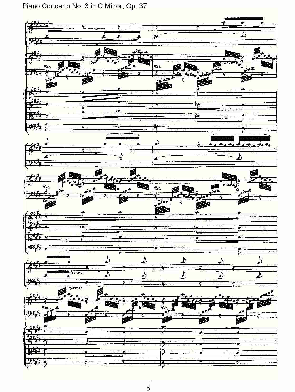 Ｃ大调钢琴第三协奏曲 Op.37 第二乐章总谱（图5）