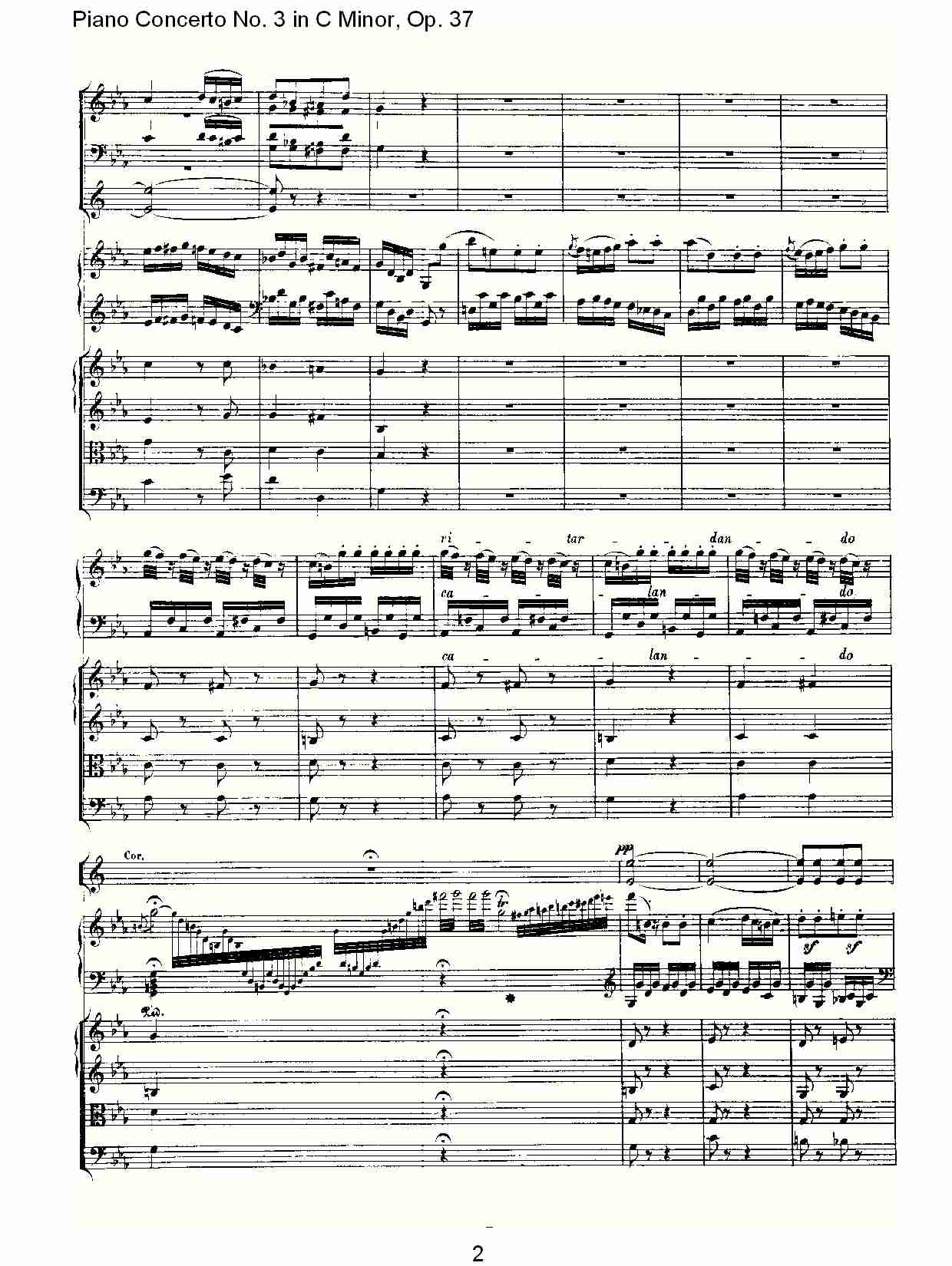 Ｃ大调钢琴第三协奏曲 Op.37 第三乐章（一）总谱（图2）