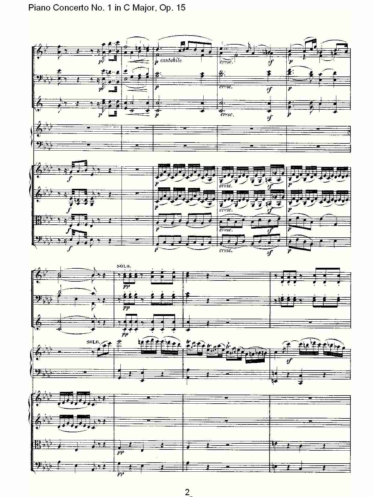 C大调钢琴第一协奏曲 Op.15　第二乐章总谱（图2）