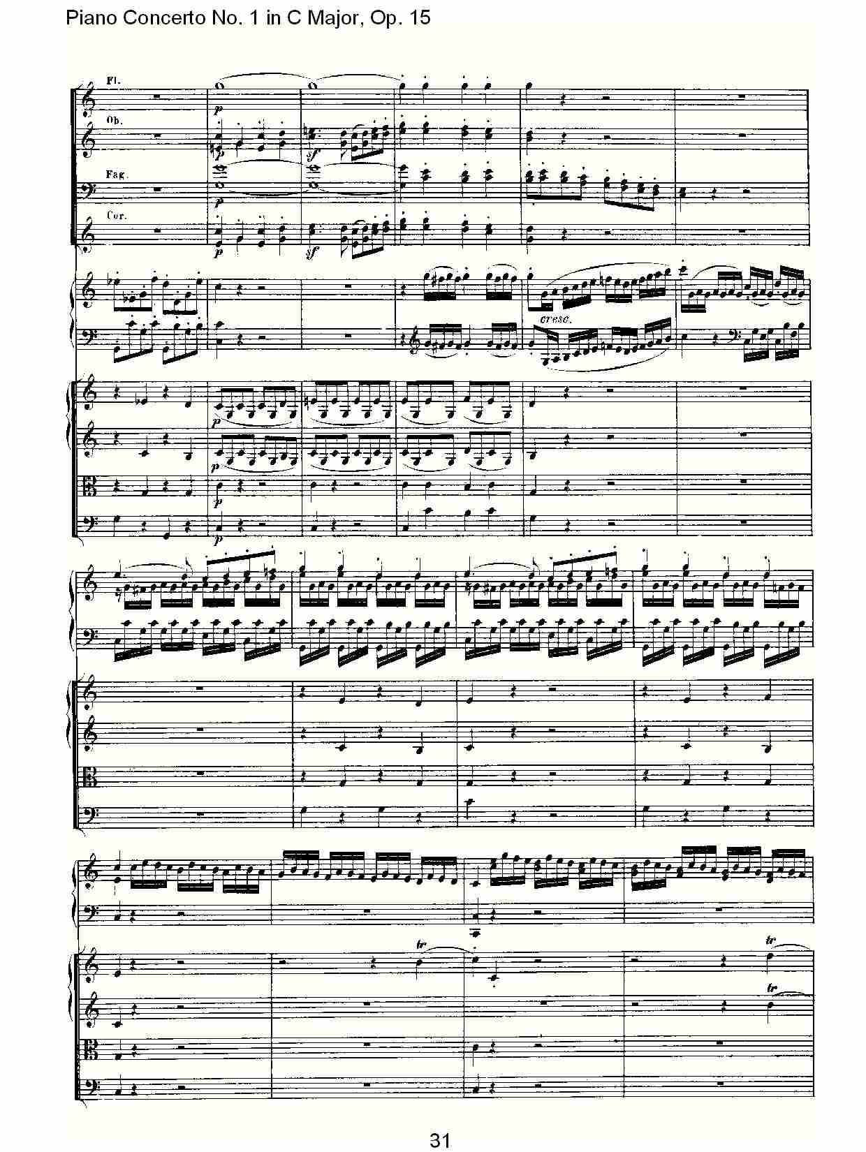 C大调钢琴第一协奏曲 Op.15　第一乐章（四）总谱（图1）