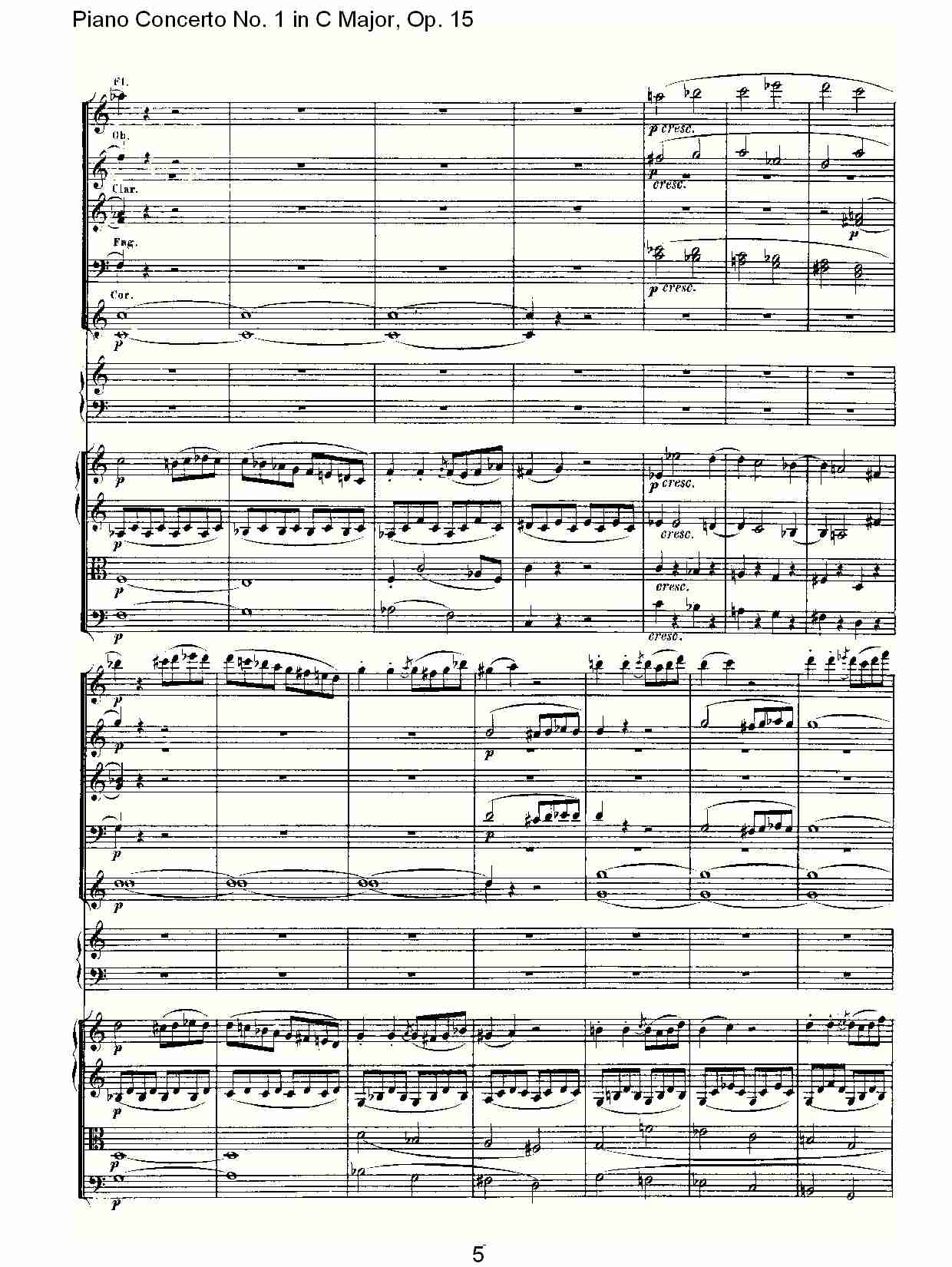 C大调钢琴第一协奏曲 Op.15　第一乐章（一）总谱（图5）