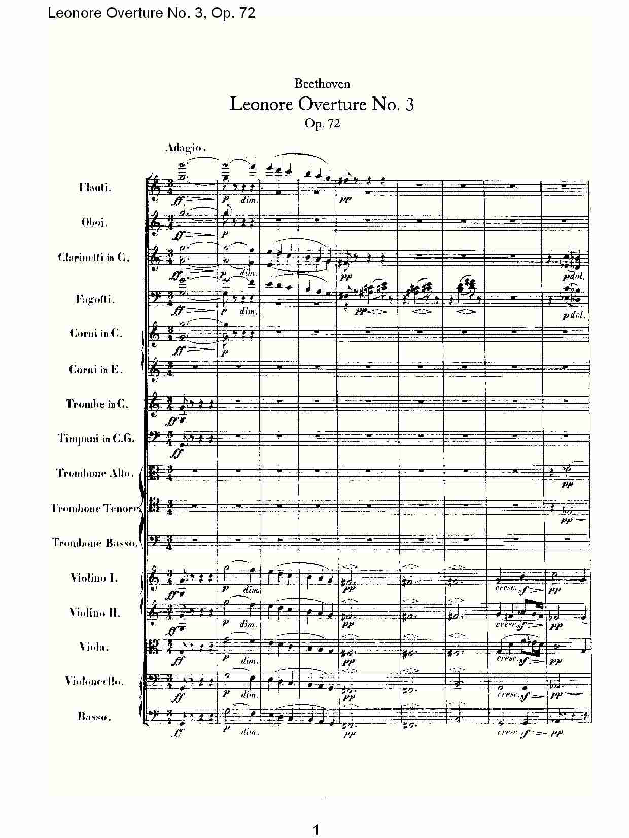 Leonore Overture No. 3, Op. 72　（一）总谱（图1）