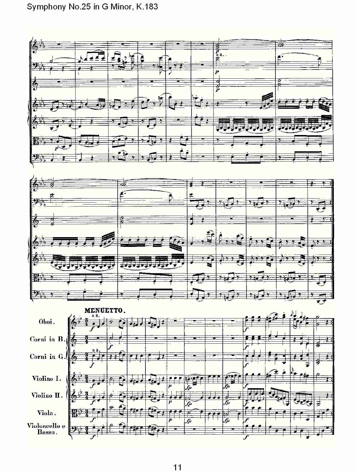 (G小调第二十五交响曲K.183)（二）总谱（图1）