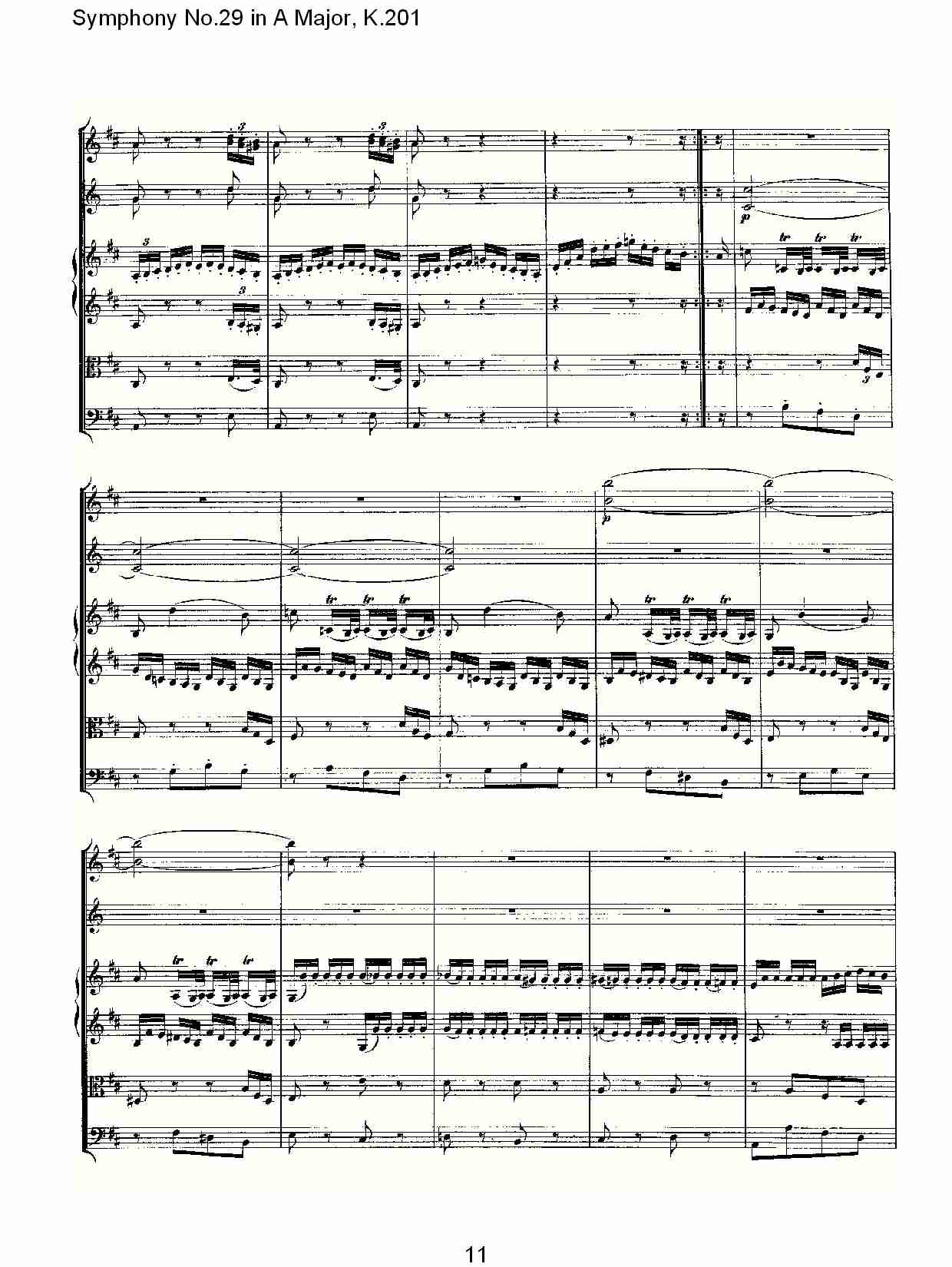 A大调第二十九交响曲K.201)（三）总谱（图1）