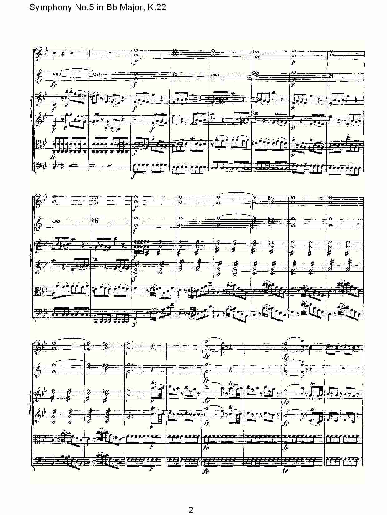 Bb大调第五交响曲K.22总谱（图2）