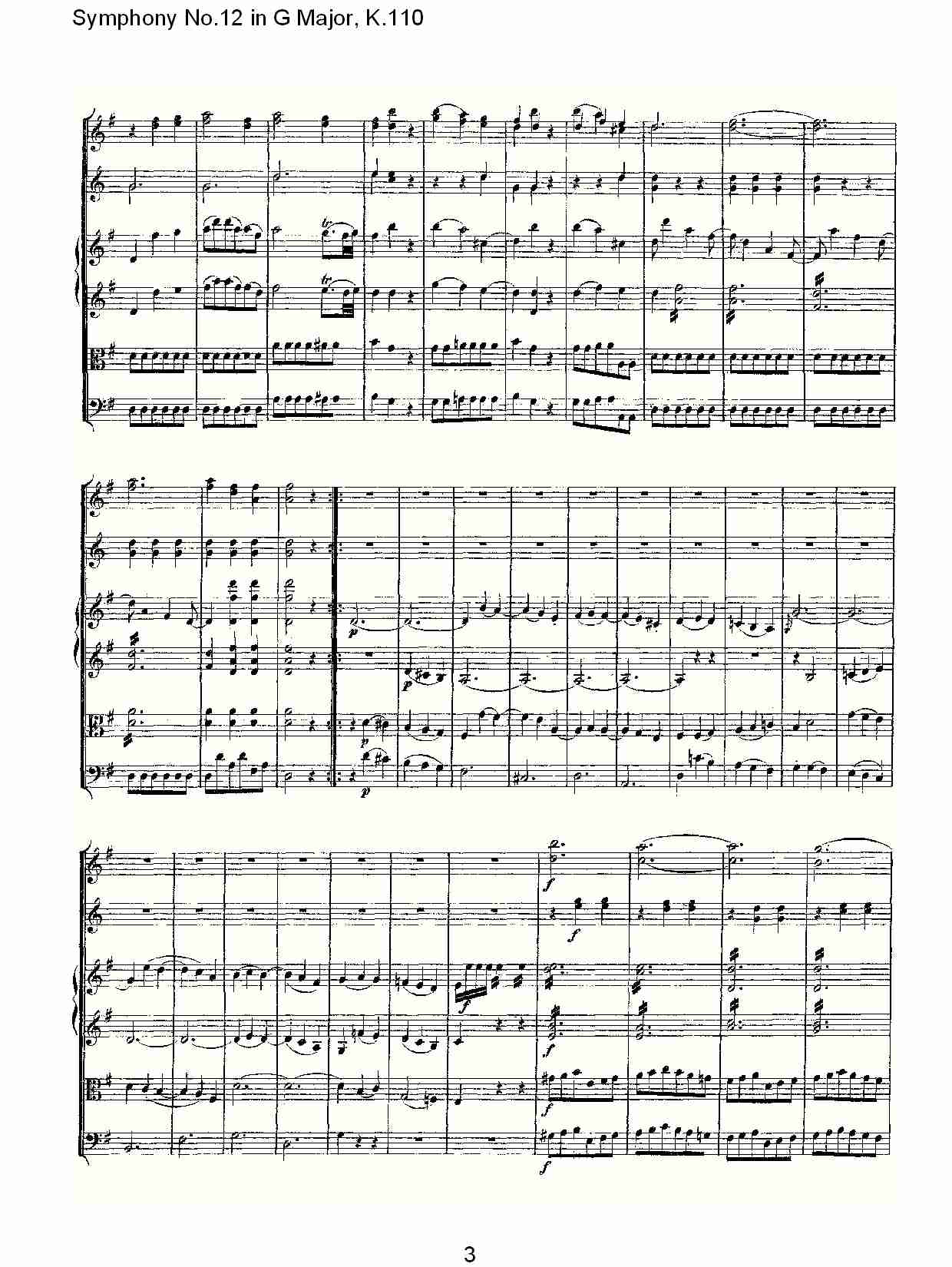 G大调第十二交响曲K.110 （一）总谱（图3）